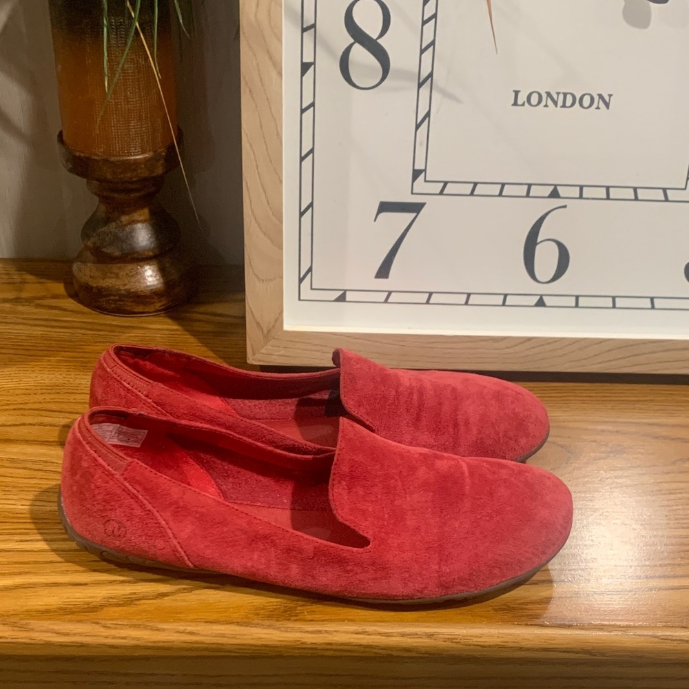 Women's Red Suede Slip-On Loafers